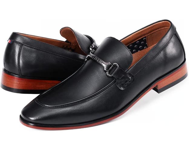 Tommy Hilfiger Senner Bit Loafers Men's US 13D Black Faux Leather Shoes HAWK896