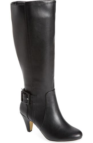 Bella Vita Troy II Boots Womens 10 Extra Wide Black Almond Toe Knee-High HAWK795