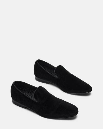 Steve Madden Laight Dress Loafers Men's US 13 Black Velvet Slip On Shoes HAWK891