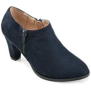 Journee Collection Sanzi Boot Women 10 Navy Almond Toe Block Heel Bootie HAWK780