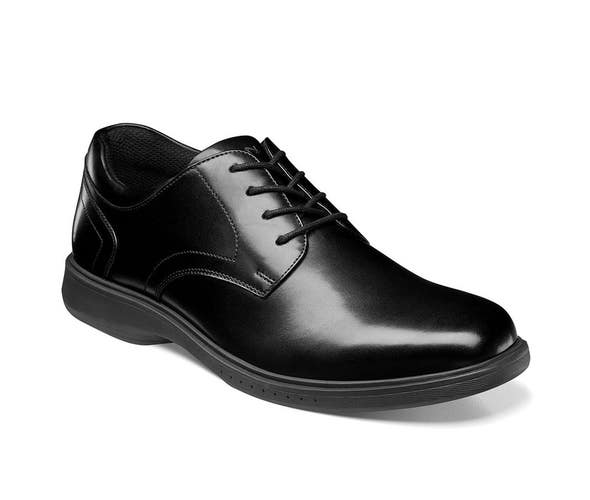 Nunn Bush Kore Pro Men's Size 9 Black Leather Plain Toe Oxford Shoes HAWK1180