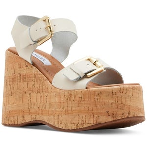 Steve Madden River Sandals Women's US 10 Bone Leather Wedge Heel HAWK742