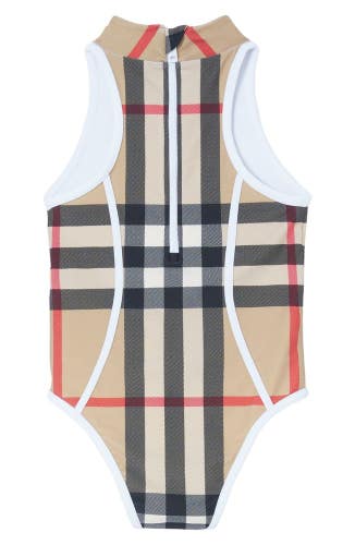 Burberry Vine Check Swimsuit Kids 12Y Brown Stretch Sleeveless One-Piece JZZ28