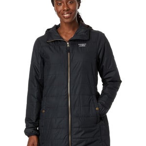 L.L.Bean Mountain Classic Puffer Coat Women's Black Full Zip Mid-Length JZZ19