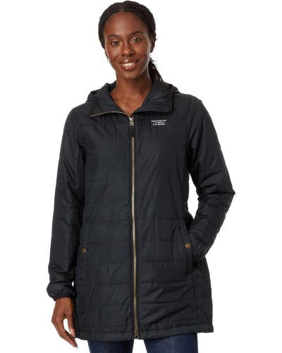 L.L.Bean Classic Mountain Puffer Coat Women's Black Full Zip Mid-Length Ski JZZ1