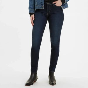 Levi's 711 Jeans Women's 24x28 Navy Blue Denim Mid Rise Skinny Leg Zip Fly JZZ58