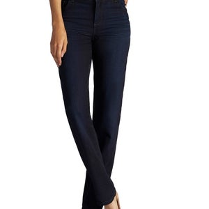 Lee Jeans Women's 10 Niagara Denim Dark Wash Stretch Relaxed Fit Straight JZZ51