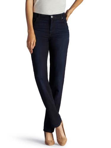 Lee Jeans Women's 10 Niagara Denim Dark Wash Stretch Relaxed Fit Straight JZZ51