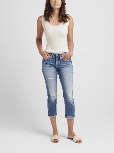 Silver Jeans Co. Suki Jeans Women's 30x23.5 Blue Mid Rise Skinny Leg Capri JZZ57