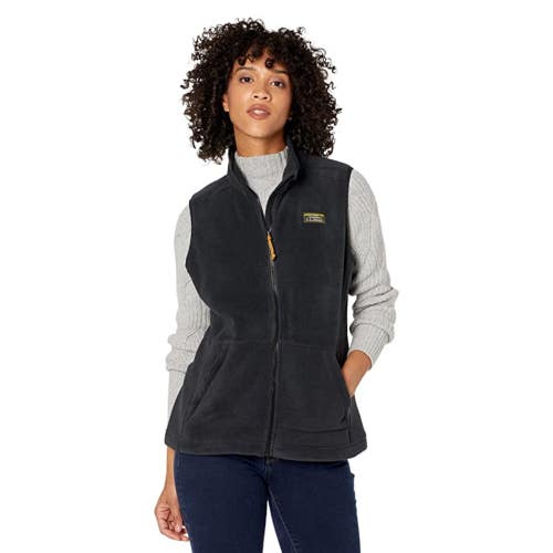 L.L.Bean Mountain Classic Vest Women's Medium Black Fleece Full Zip Outdoor JZZ3