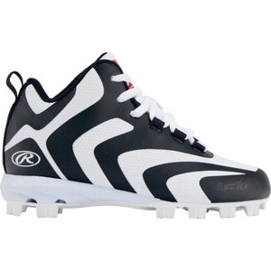 Rawlings Rookie 179261 Youth US 2 Black White Mid Top Baseball Cleats NIN1236