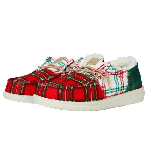 Hey Dude Wally 43581-78Q Kids Red White Plaid Moc Toe Slip On Casual Shoe NIN328