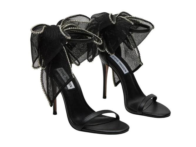 Steve Madden Benni Sandals Women's US 8 Black Ankle Strap Stiletto Heel HAWK653