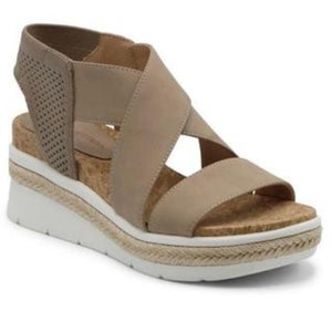 Adrienne Vittadini Carrie Sandals Women's 7 Beige Wedge Heel Espadrille HAWK297