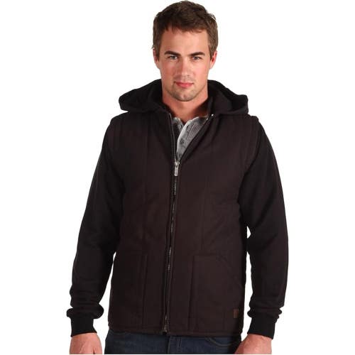 Brixton Ruger Jacket Men's XL Black Fleece-Lined Hooded Long Sleeve GBO1410