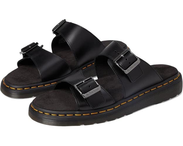 Dr. Martens Josef 31570001 Sandals Women's 8 Black Leather Buckle Slide HAWK930