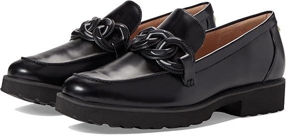 Cole Haan Geneva Chain W27247-001 Loafer Women's 10 Black Leather Shoes RHS6360