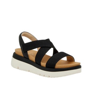 Kelly & Katie Pem Sandals Women's 10 Black Round Toe Platform Wedge Heel GAL2069