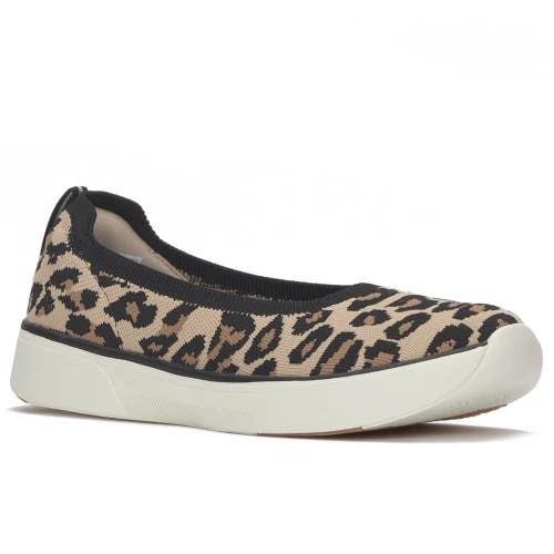 Keds BlissWalk Skimmer Flats Women's 10 Tan Leopard Print Slip On Shoes GAL2082