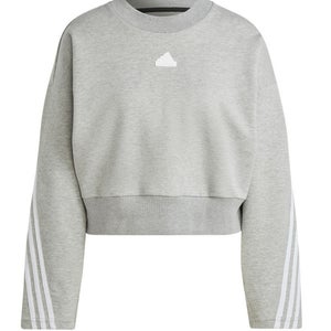 Adidas Future Icons Sweatshirt Women's Gray Heather 3-Stripes Long Sleeve RED427