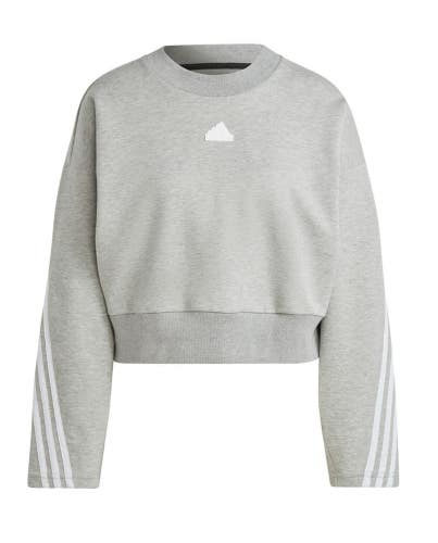 Adidas Future Icons Sweatshirt Women's Gray Heather 3-Stripes Long Sleeve RED427