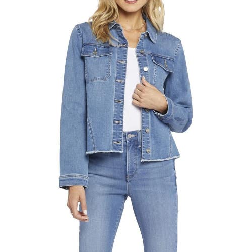Nydj MBDL8720 Jacket Women's XS Lakefront Denim Frayed Hem Button Front GBO1299
