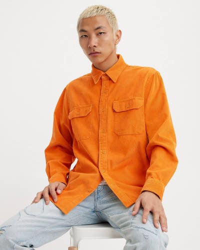 Levi's Premium Jackson Worker Overshirt Men's Medium Desert Sun Corduroy RED430