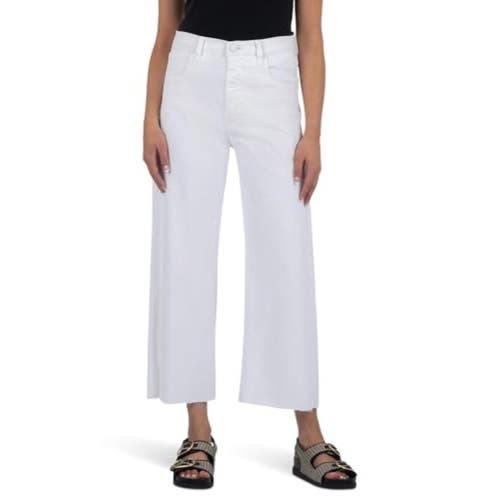 KUT from the Kloth Gwen Jeans Women's 8 White Denim High-Rise Wide Leg GBO1208