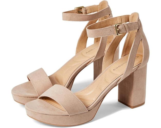 CL By Laundry Go on 2 Dress Sandals Women 9W Nude Block Heel Ankle Strap GAL1720