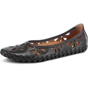 Spring Step Rayely Flats Womens 8.5 Black Cutout Leather Slip On Shoes GAL1833