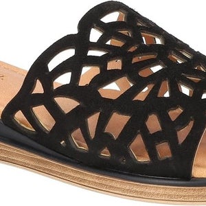 Bella Vita Cas-Italy Sandals Women's US 10 Black Leather Wedge Heel GAL1834