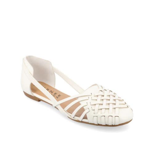 Journee Collection Ekko Ballet Flats Women's US 7 White Woven Leather GAL1837