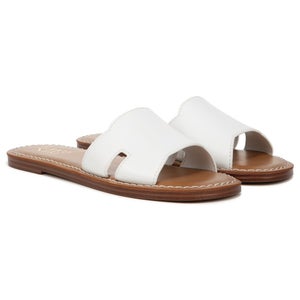 Franco Sarto Romana J0112S1100 Slide Womens US 8.5 White Leather Sandals GAL1695