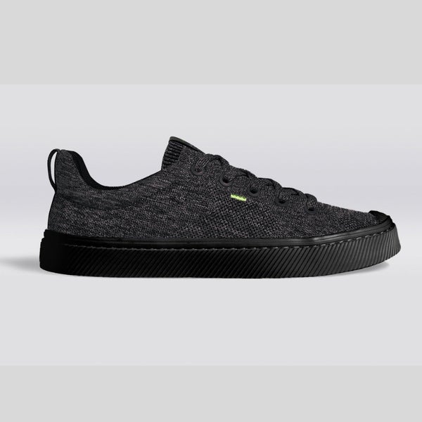 Cariuma IBI Low Sneakers Womens 9 Stone Black Knit Lace Up Casual Shoes GAL1746