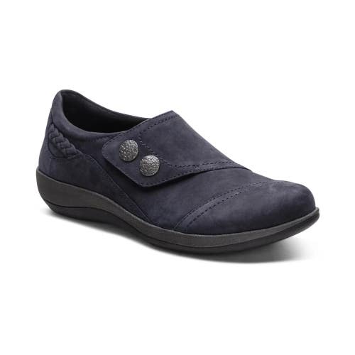 Aetrex Karina DM505WM Womens 7.5-8 Navy Leather Monk Strap Comfort Shoes GAL1400