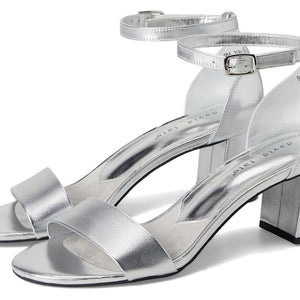 David Tate Timeless Sandals Women's US 9.5W Silver Leather Block Heel GAL1943