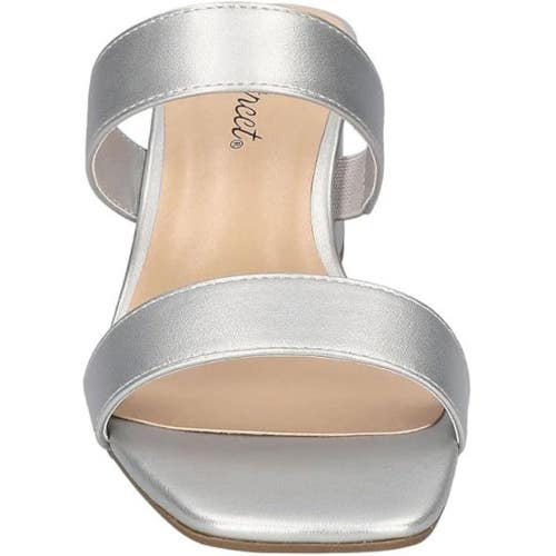 Easy Street Clovelle Sandals Womens US 7.5 Metallic Silver Block Heel GAL1822