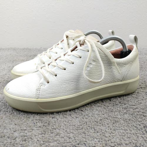 Ecco Soft 8 Lace Up Sneakers Womens Size 5 Wide Width Shoes Beige Leather Low