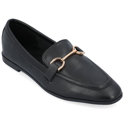 Journee Collection Mizza Loafers Womens US 8.5 Black Leather Dress Flats GAL1703