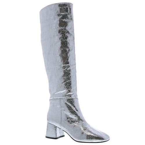 Bellini Remi Boots Women's 13 Silver Crinkle Metallic Pull On Knee High GAL1719