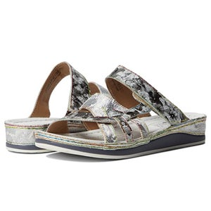 L'Artiste by Spring Step Caiman Sandal Women's US 10.5-11 Silver Slide GAL1504