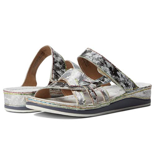 L'Artiste by Spring Step Caiman Sandal Women's US 10.5-11 Silver Slide GAL1504