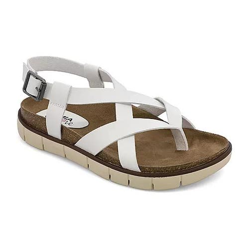 Mia Amore Elain Womens US 10W White Leather Adjustable Strap Flat Sandal GAL1798