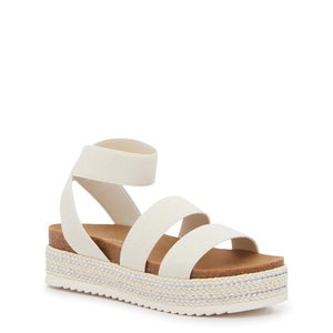 Steve Madden Katey Sandals Girls US 1 Off White Ankle Strap Wedge Heel GAL1017