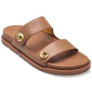 Donna Karan Hazley Sandals Women's US 6 Brown Leather Slip-On Slide GAL1220