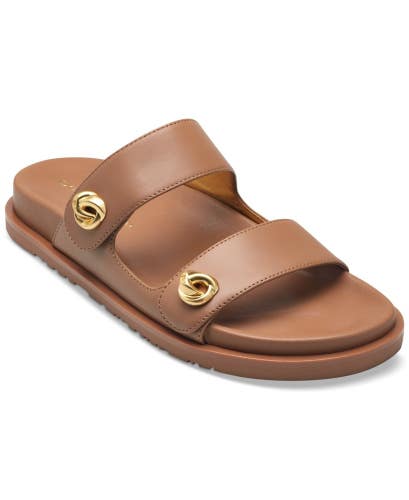 Donna Karan Hazley Sandals Women's US 6 Brown Leather Slip-On Slide GAL1220