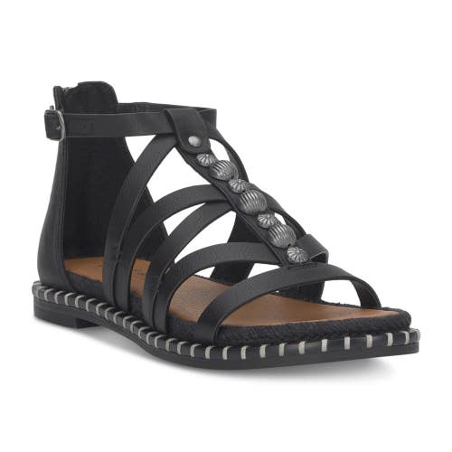 Lucky Brand Korina Gladiator Women's US 7.5 Black Leather Beaded Sandals GAL1859