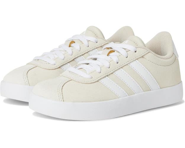 Adidas VL Court 3.0 Sneaker Kids US 4 Alumina White Suede Lifestyle Shoes GAL914