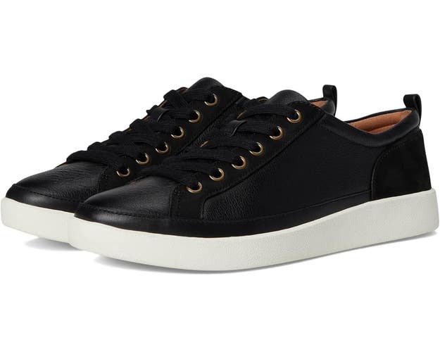 Vionic Winny Sneakers Women's US 9W Black Leather Lace Up Comfort Shoes GAL1190