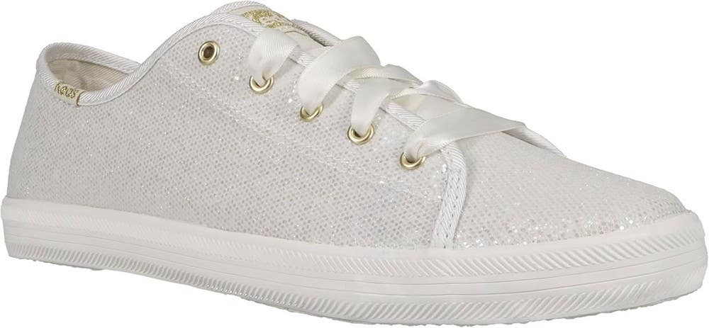 Keds Kickstart Celebrations Sneakers Girls 2 Ivory Sparkle Lace Up Shoes GAL1835